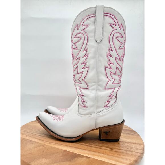 LANE SMOKESHOW White and Pink Snip Toe Cowgirl Western Boot Women's 11 - Picture 7 of 10